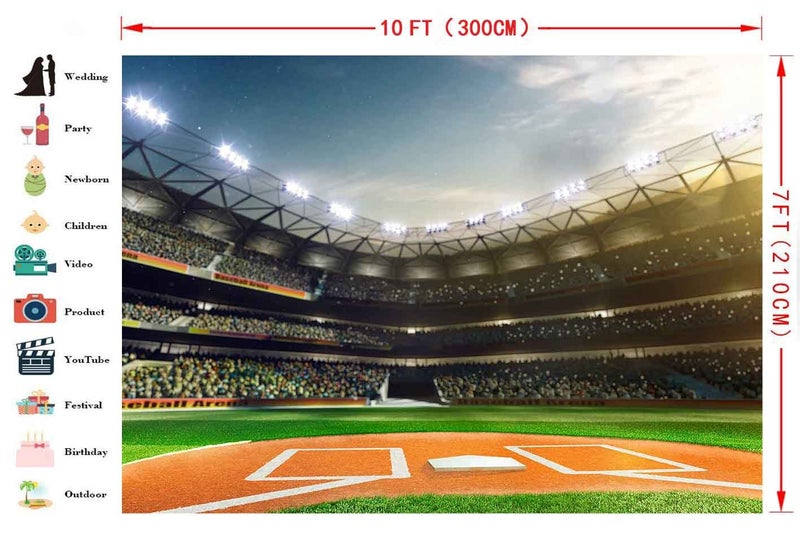 FHZON 10x7ft High-end Baseball Stadium Backdrop Ballpark Auditorium Light Photography Background Themed Party Artistic Portrait YouTube Backdrops Photo Booth Studio Props PFH184 - Image 3